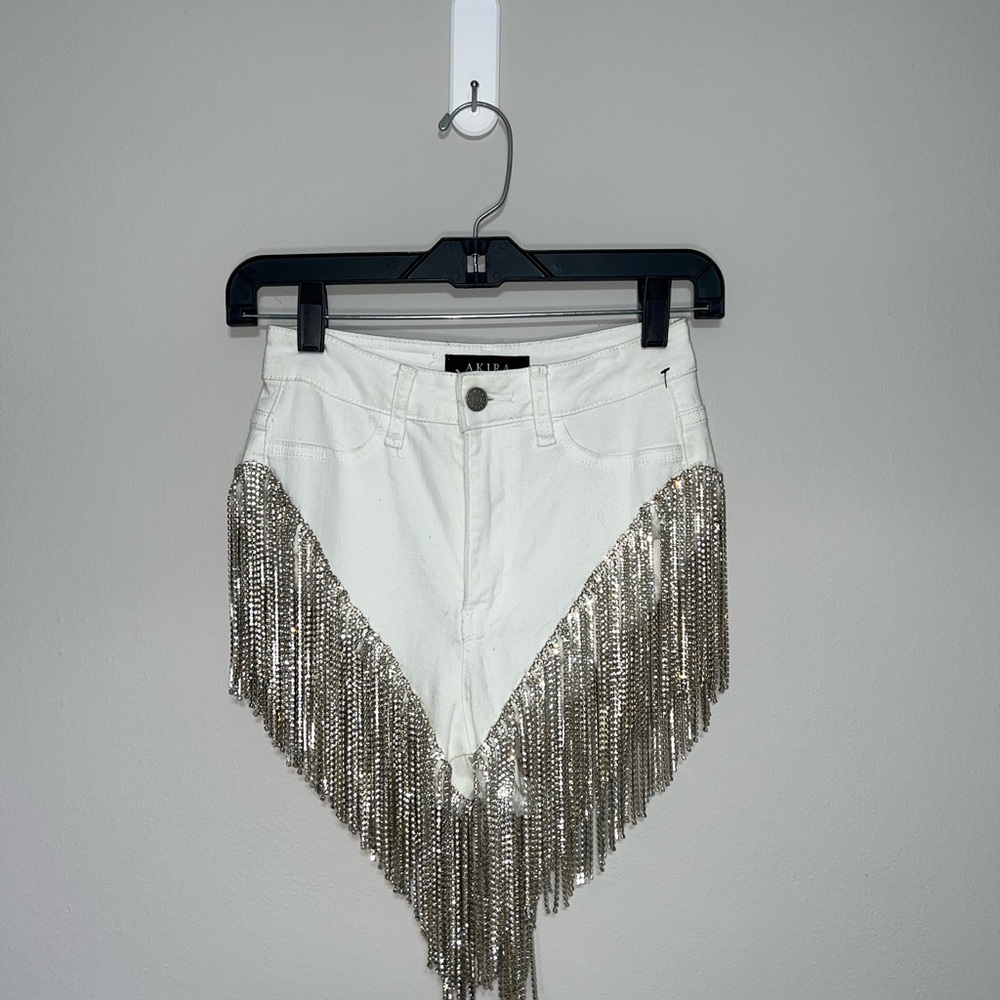 AKIRA White Denim Shorts